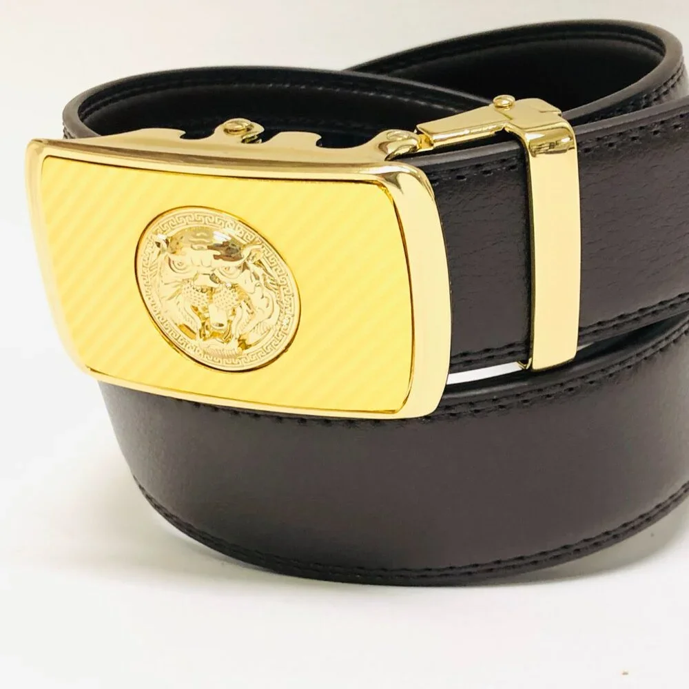 Dark‎ Coffee Belt Leather, Ratchet Dress Belt with Automatic Slide Click, Trim